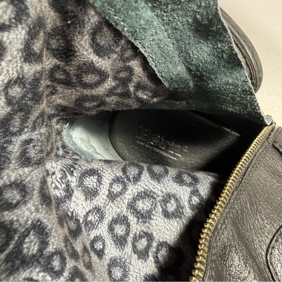 Born Shaylee Black Leather Tall Buckle Heeled Knee-High Boots - Picture 12 of 16